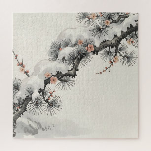 Japanse inkt denne pruimenbloesem winter legpuzzel