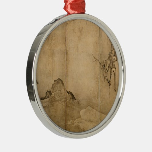 Japanse inkt op papier Gibbons Primates & Landscap Metalen Ornament (Rechts)