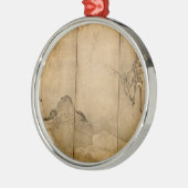 Japanse inkt op papier Gibbons Primates & Landscap Metalen Ornament (Links)