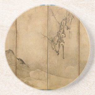 Japanse inkt op papier Gibbons Primates & Landscap Zandsteen Onderzetter