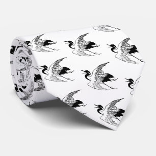  Japanse inktschets van een kraan Stropdas