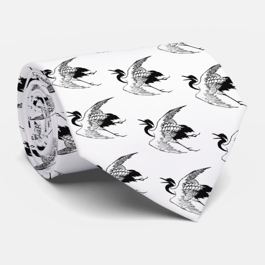  Japanse inktschets van een kraan Stropdas (Opgerold)