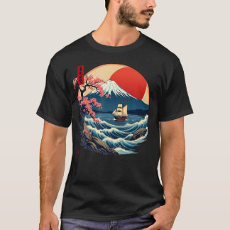 Japanse Japan Stijl Kunst Kanagawa Mount Fuji T-shirt