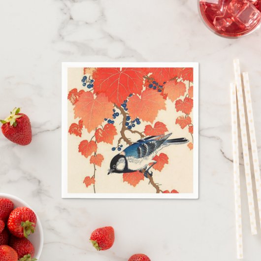  Japanse Jay Bird en Autumn Grapevine Servetten (Insitu)