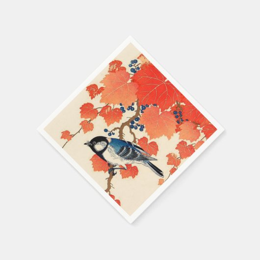 Japanse Jay Bird en Autumn Grapevine Servetten (Hoek)