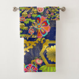 Japanse jurokugiku-patroonbadhanddoekset bad handdoek