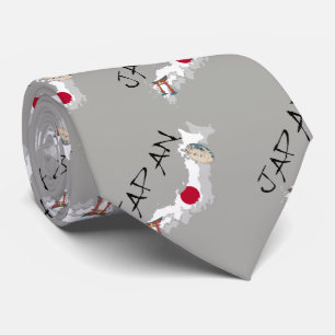 Japanse kaart en vlag stropdas