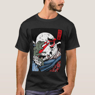 Japanse Kaiju Monster vs Laser Kat Oog Grote Golf T-shirt