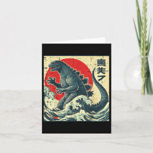 Japanse Kaiju Monster Waves Retro Ukiyo Art Vrouwe Kaart
