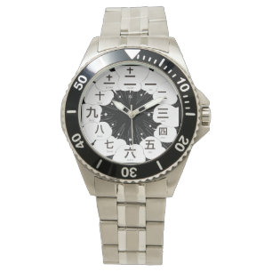 Japanse kanji MANGA-stijl [zwart gezicht] Horloge