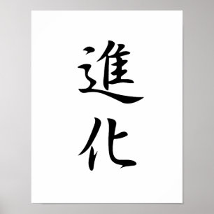 Japanse Kanji voor Evolutie - Shinka Poster