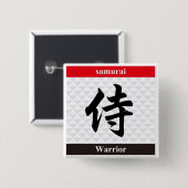 Japanse Kanji (Warrior) Vierkante Button 5,1 Cm (Voorkant /achterkant)