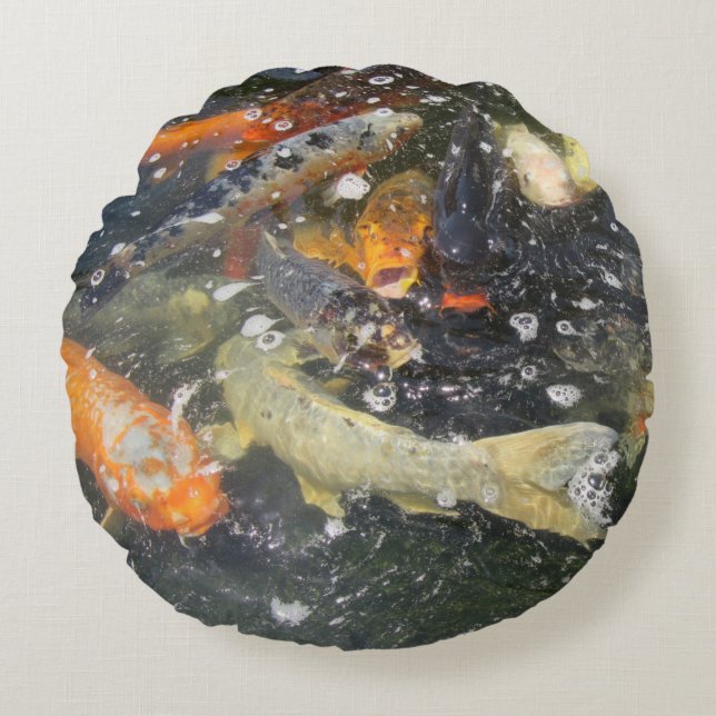 Japanse karp Koi viszwemmen Rond Kussen (Voorkant)