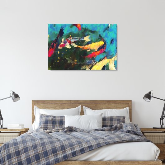 Japanse karper gestrekte canvas Print (Insitu (Slaapkamer))