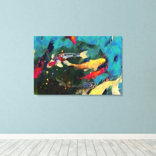 Japanse karper gestrekte canvas Print (Insitu (Houten vloer))