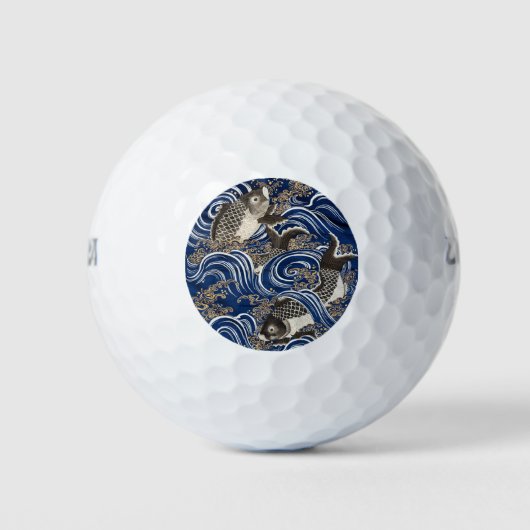  Japanse karper in Waves, Retro Golfballen (Voorkant)