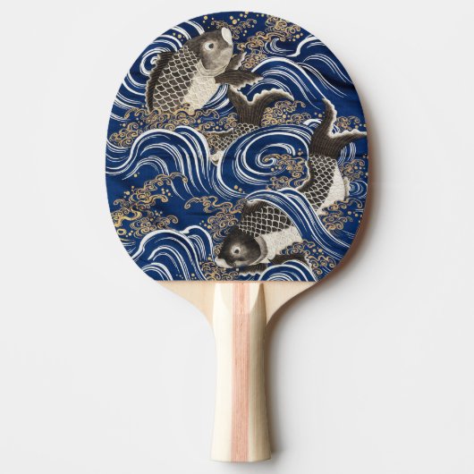Japanse karper in Waves, Retro Tafeltennisbatje (Voorkant)