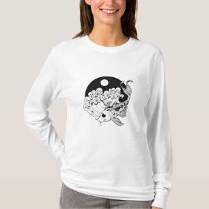 Japanse karper koi met Yin & Yang Achtergrond T-shirt