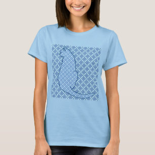 Japanse kat - Blauwe Kimono druk T-shirt