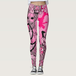 Japanse Kat & Chrysant Motieven Leggings