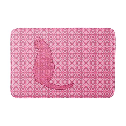Japanse kat - Fuchsia roze batik Badmat (Voorkant)