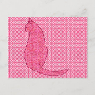 Japanse kat - Fuchsia roze batik Briefkaart