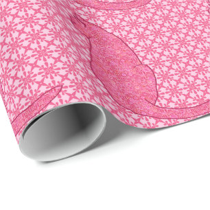 Japanse kat - Fuchsia roze batik Cadeaupapier