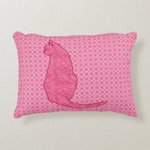 Japanse Kat - Fuchsia Roze Batik Decoratieve Pillo Accent Kussen