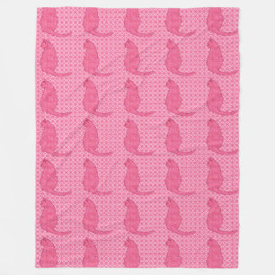 Japanse kat - Fuchsia roze batik Fleece Deken