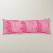 Japanse kat - Fuchsia roze batik Lichaamskussen (Achterkant)