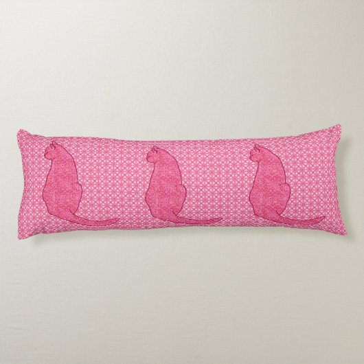 Japanse kat - Fuchsia roze batik Lichaamskussen (Achterkant)