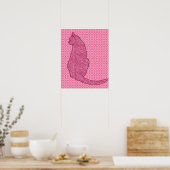 Japanse kat - Fuchsia roze batik Poster (Keuken)