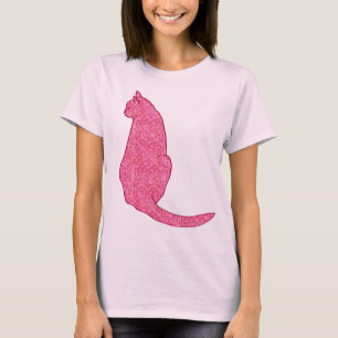 Japanse kat - Fuchsia roze batik T-shirt