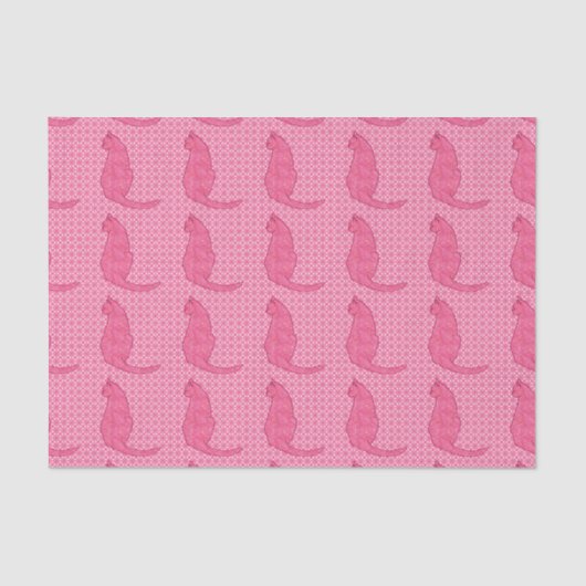 Japanse kat - Fuchsia roze batik Tissuepapier (Voorkant)