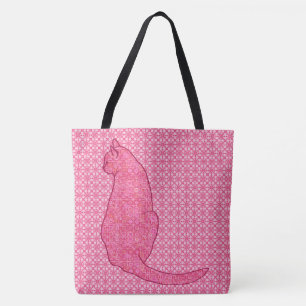 Japanse kat - Fuchsia roze batik Tote Bag