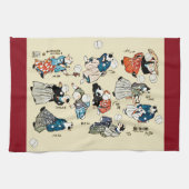  Japanse kat Jugglers Ukiyo-e Art Theedoek (Horizontaal)