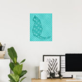 Japanse kat - Turquoise en Aqua Poster (Thuiskantoor)