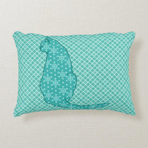 Japanse kat - Turquoise Kimono Print Decoratief Kussen
