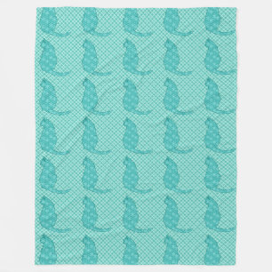 Japanse kat - Turquoise Kimono Print Fleece Deken