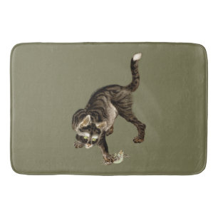 Japanse kat vangen een kikker badmat