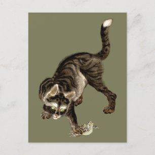 Japanse kat vangen een kikker briefkaart