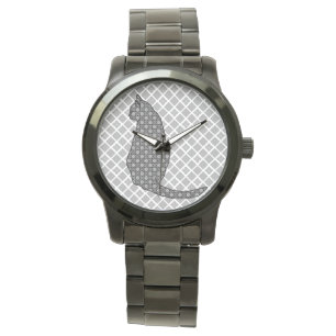 Japanse kat - zwarte en witte Kimono-afdrukken Horloge