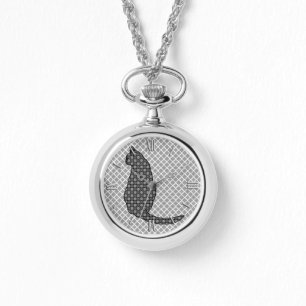 Japanse kat - zwarte en witte Kimono-afdrukken Horloge