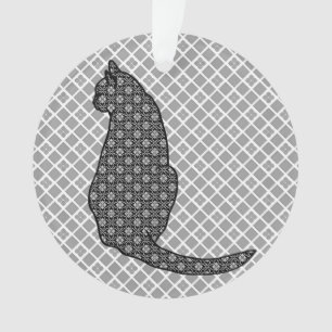 Japanse kat - zwarte en witte Kimono-afdrukken Ornament