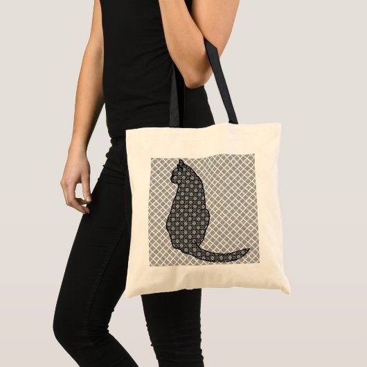 Japanse kat - zwarte en witte Kimono-afdrukken Tote Bag (Voorkant (product))