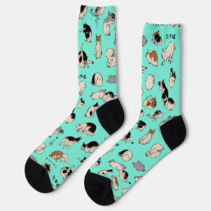 Japanse Katten (Aanpasbare Achtergrondkleur) Sokken