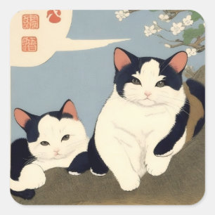 Japanse katten bloesem boom sticker