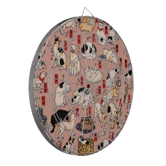 Japanse katten Ukiyo-e Funny kat Dartbord (Voorkant Links)