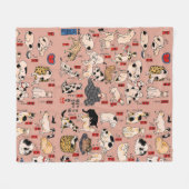 Japanse katten Ukiyo-e Funny kat Fleece Deken (Voorkant (Horizontaal))