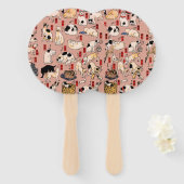 Japanse katten Ukiyo-e Funny kat Handwaaier (Voorkant en achterkant)